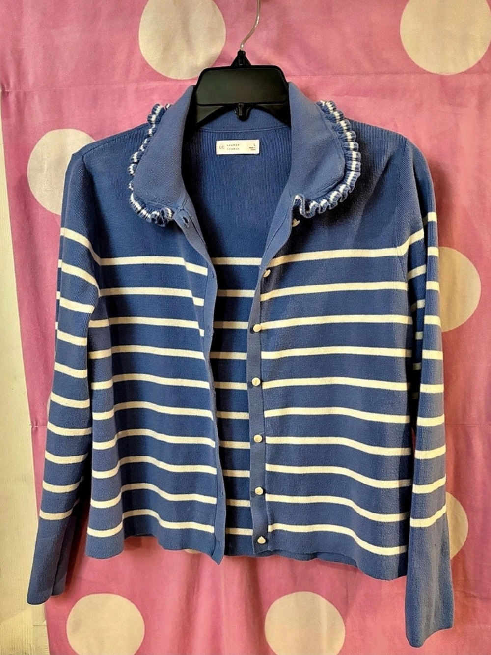 Lauren Conrad Striped Cardigan sweater in Blue & white